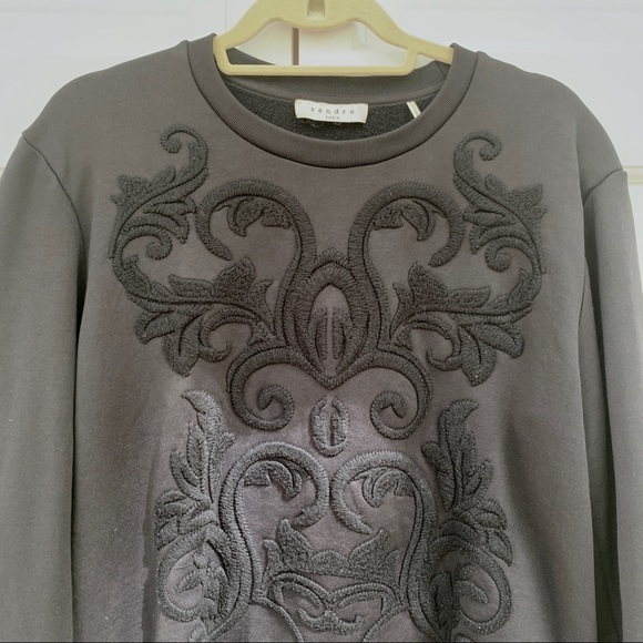 Sandro Black Embroidered Patterned Sweater - Picture 5 of 8